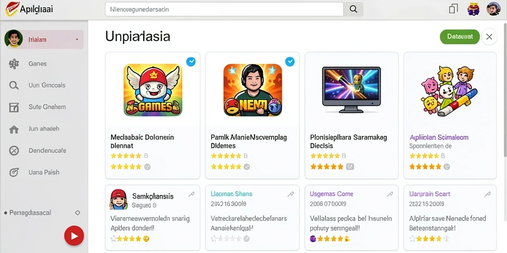 Screenshot aplikasi IDRGAME menunjukkan antarmuka yang ramah pengguna.