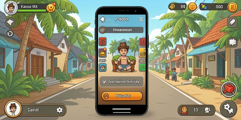 Screenshot menampilkan mesin slot dengan tema petualangan.